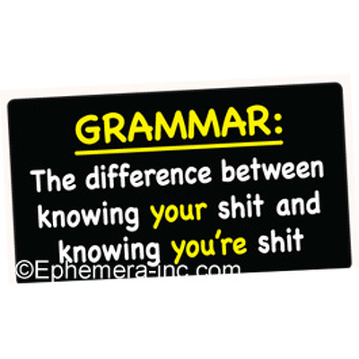 3dRose cst_107347_1 Grammar The Difference Between Knowing Your Shit and Knowing You're Shit-Soft Coasters Set of 4