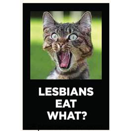 1.6 x 2.25 Inch Aluminum Keychain Lesbians eat what!